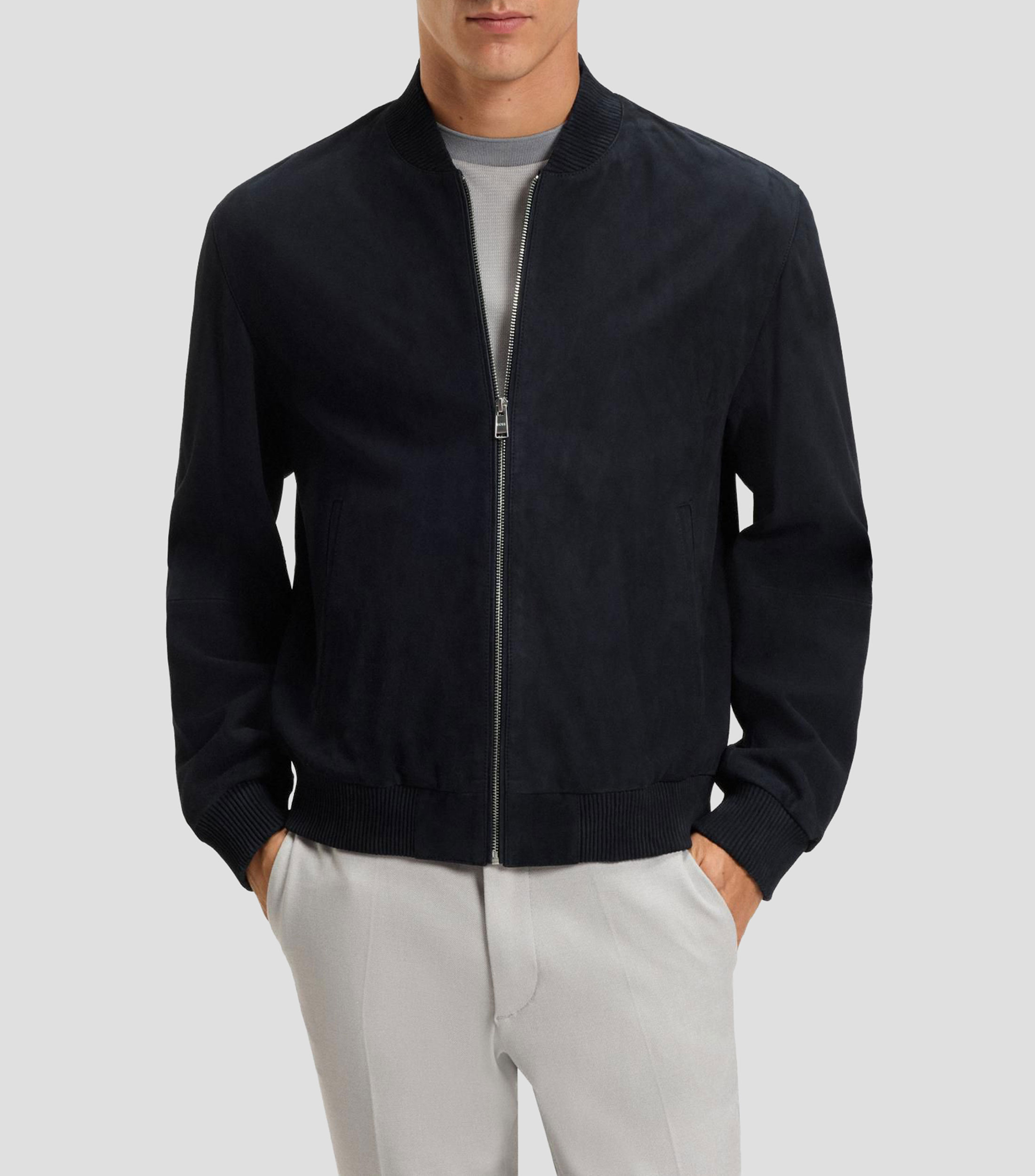Chamarra regular fit de ante Hombre